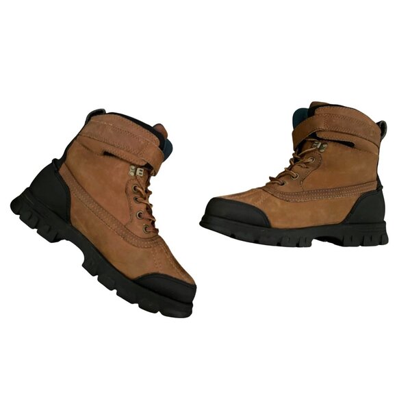 Polo Sport Boots Ralph Lauren Brown Leather Hiking Lace Up Strap Buckle Size 7.5 - Picture 7 of 12